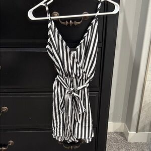 Striped Black and White Women’s Shorts Romper